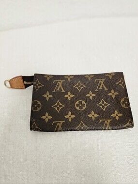Authentic Louis Vuitton Monogram Canvas Zip Pouch with D-Ring